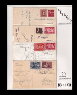 1948-50 . Vegyes Bérmentesítésű 20f-es Levlapok 8+12f Kombinációkkal  ( Visnyovszki 8f és 12f-es Kiállítási Anyagból ) - Covers & Documents