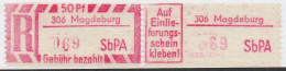 DDR Einschreibemarke Magdeburg SbPA Postfrisch, EM2B-306II(1) PU- RU(a) Zh - Etichette Di Raccomandazione