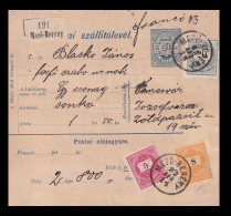 MEZŐBERÉNY 1892. Szép Krajcáros, Három Színű Csomagszállító Temesvárra - Cartas & Documentos