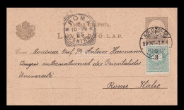 KOLOZSVÁR 1899. Kiegészített Díjjegyes Levlap Rómába, Herrmann Antal Professzornak - Cartas & Documentos