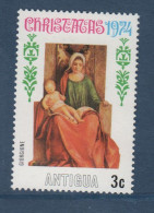 Antigua, **, Yv 351, Mi 349, SG 416, « Vierge à L'Enfant » Par Gorgione, Noël 1974, - Madones