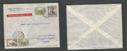 IRAQ. 1926 (20 July) Mosul - Germany, Wieda. Multifkd Env Via Port Said (26 July) With Red Label "OVERLAND MAIL" Tied Cd - Irak