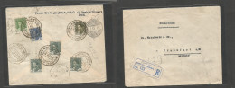 IRAQ. 1937 (16 Febr) Baghdad Assamawal - Germany, Frankfurt (24 Febr) Registered Reverse Multifkd Envelope, Nice Item. V - Iraq