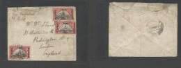 IRAQ. 1922 (27 Febr) British Occup Issue, Shaisar - England, London. Multifkd Envelope, Endorse "via Baghdad To Cairo" R - Iraq