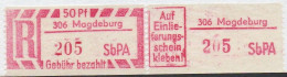 DDR Einschreibemarke Magdeburg SbPA Postfrisch, EM2B-306II(1) RU(d) Zh - Etiquettes De Recommandé