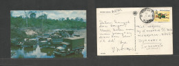 INDOCHINA. 1972 (27 Oct) Vietnam, Saigon - Indonesia, Djakarta. Single Air Fkd Photo Ppc. Military Truck, At River. Inte - Autres - Asie