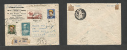 INDOCHINA. 1954 (23 Sept) Vietnam, Tourane - Teheran, Persia (26 Nov) Via Sea Mail. Registered Multifkd Env, Censor Cont - Autres - Asie