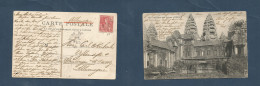 INDOCHINA. 1905 (23 Febr) Saigon - Germany, Geislingen (28 March) 10c Fkd Ppc. Ancrents Temple. - Altri - Asia