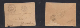 INDOCHINA. 1894 (23 Sept) Expeditionery Corps. Saigon - France, Montpellier (20 Oct) Naval Anchor Military. FM Cachet "C - Autres - Asie