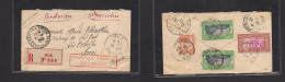 INDOCHINA. 1929 (28 Dec) Hue - France, Savoie (12 Jan 30) Reverse Multifkd Registered Envelope "Service Accelere" + Red  - Altri - Asia