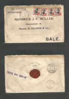 INDOCHINA. 1915 (9 Nov) WWI + French China Censor. French PO In Canton On Fkd Cover To Switzerland, Bale (16 Dec) "Via S - Altri - Asia