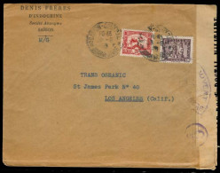 INDOCHINA. 1940 (23 June). Saigon - USA. Fkd Local Censored Env 5 In Violet Circle Indochina Cachet. - Autres - Asie