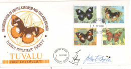 Tuvalu 1981, FDC With Autographs Authors, Numbered Cover - Butterflies