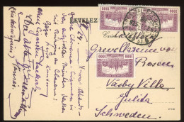 ERDŐCSOKONYA 1925. Széchenyi Kastély Képeslap, Barcs-Balatonszentgyörgy Mozgóposta Bélegzéssel - Hongrie
