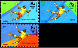 Ref. BR-OLYM-E20 BRAZIL 2015 - OLYMPIC GAMES, RIO 2016,HANDBALL, STAMPS OF 2ND & 4TH SHEET, MNH, SPORTS 3V - Summer 2016: Rio De Janeiro