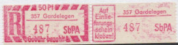 DDR Einschreibemarke Gardelegen SbPA Postfrisch, EM2B-357II(1) Zh - Aangetekende Etiketten