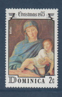 Dominique, Dominica, **, Yv 442, Mi 448, SG 484, Vierge à L'Enfant De Bellini, Noël 1975, - Madonnas