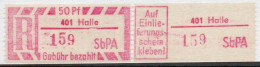 DDR Einschreibemarke Halle SbPA Postfrisch, EM2B-401I(1) Zh - Labels For Registered Mail