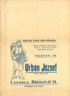 LOSONC 1900-10. Ca. Urbán József Sütöde, Dekoratív Grafikus Tasak Szép állpotban A/4 - Werbung