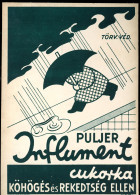1930. Ca. Puljer Influment Cukorka Köhögés és Rekedtség Ellen, Art Deco Kis Villamos Plakát,  Karton 24*17cm - Publicités