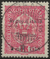 TRAA15U - 1918 Terre Redente - Trentino-Alto Adige, Sass. Nr. 15, Francobollo Usato Per Posta */ FIRMATO - Trente