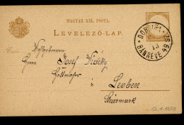 1888. Díjjegyes Levlap Dobsina-Bánréve Mozgóposta Bélyegzéssel - Covers & Documents