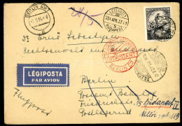 BUDAPEST 1934. Légi Levél Berlinből Visszaküldve - Cartas & Documentos