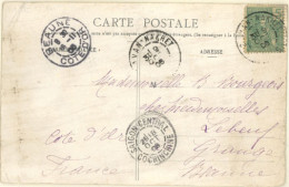 LAOS. 1906. Savan Nakhet To Leheuf/France. P.P.C. Bearing Indochina 5c Green (Sc. 27) Tied C.d.s. And Also Alongside, Vi - Laos