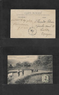 LAOS. 1912 (24 July) Vientiane - Spain, Castellon Plana. Fkd Ppc, Rarity Destination. Small Coastal Spanish Village Dest - Laos