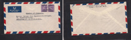 KUWAIT. 1949 (4 Sept) GPO - Netherlands, Amsterdam. Air Multifkd 3 Annas (x2) Lilac, Tied Cds. Fine Usage. - Kuwait