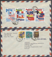 KOREA. 1975 (18 Sept). Busan - USA. Air Multifkd Env Incl Flags Issue. VF. - Corea (...-1945)