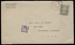 KOREA. 1926. Kwanju - USA. Fkd Env 2s Green Japan As Printed Matter + Cachet. XF. - Corée (...-1945)