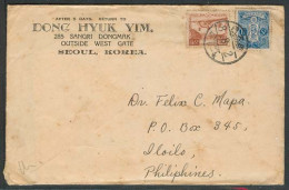 KOREA. 1933 (2 Aug). Seoul - Philippines. Air Fkd Env / Japanese Period + Special Air Stamp. Printed Env + Contains. - Korea (...-1945)