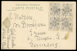 KOREA. 1903 (9 Nov). Chemulpo - Germany. PPC Fkd 2r Block Of Four Central Cds. - Corée (...-1945)