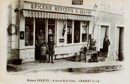 DEPT 46 GRAMAT MAISON DELFON EPICERIE MERCERIE TRES BELLE  ANIMATION 9X14 REIMPRESSION DE CARTES ANCIENNES - Gramat