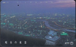 Japan  291-265  Town By Night With Temple & River ( One Punch) - Japón