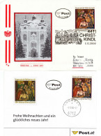 CHRISTMAS X2 CARDBOARD AND COVER FDC 2000 AUSTRIA - Christmas