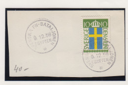 Zweden Militaire Zegel Fragment Van Omslag Met Stempel Zweeds Uno-bataljon Tijdens Suez-crisis Egypte 1956 - Militaire Zegels