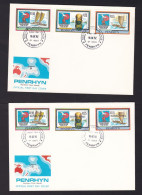 Penrhyn: 2x FDC First Day Cover, 1992, 3 Stamps Each, History, Heritage, 1x Overprint Royal Visit (traces Of Use) - Penrhyn