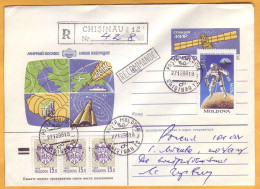 1996 Moldova Moldavie  Registered Letter, Chisinau - Moscow, Russia, Peaceful Space, Rocket, - Moldova