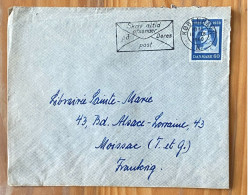 Enveloppe Commerciale Affranchie Danemark Pour Moissac Oblitération Copenhague Flamme Skriv Altid Afsenaer 1960 - Storia Postale