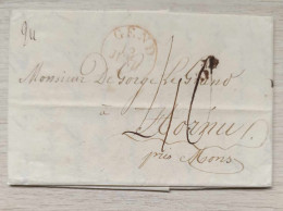 Letter Mailed On October 13th 1829 From Gent To Hornu  - Weight Indication "24" Wigtjes - 1815-1830 (Periodo Holandes)