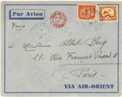 INDOCHINA. 1933. Saigon (blue) To France. Airmail/Red "Controle" Mail Frkg/Franked Env. - Autres - Asie