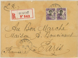 INDOCHINA. 1938. Bentre To France. Registered Franked (pair) Env. V.F. - Asia (Other)