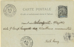 INDOCHINA. FRENCH INDO CHINA. 1895(oCT 2nd ). 10c Black On Greenish Stationery Card Used To Vinh Long Cancelled By ‘Cap  - Asia (Other)