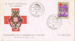 54429. Carta GERONA 1963. Primer Centenario De La CRUZ ROJA. - Lettres & Documents