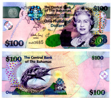 Bahamas Central Bank 100 Dollars 2009   QEII P-76  UNC - Bahamas