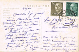 54430. Postal SANTIAGO COMPOSTELA (Coruña) 1962. Vista Parcial Catedral Y Poblacion - Briefe U. Dokumente