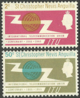 St Kitts-Nevis. 1965 ITU Centenary. MH Complete Set. SG 147-148. M3120 - San Cristóbal Y Nieves - Anguilla (...-1980)