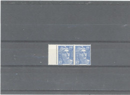 VARIÉTÉ -N°886 N** - GANDON 15 F BLEU -TACHE BLANCHE DANS LES CHEVEUX ( Timbre De Droite) TENANT A NORMAL - Unused Stamps